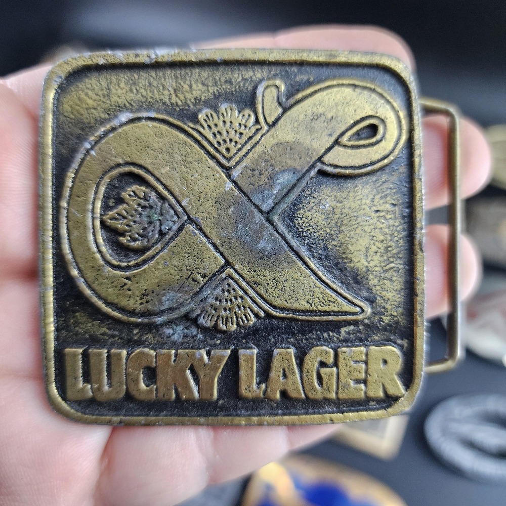 Vintage Lucky Lagger Beer Belt Buckle